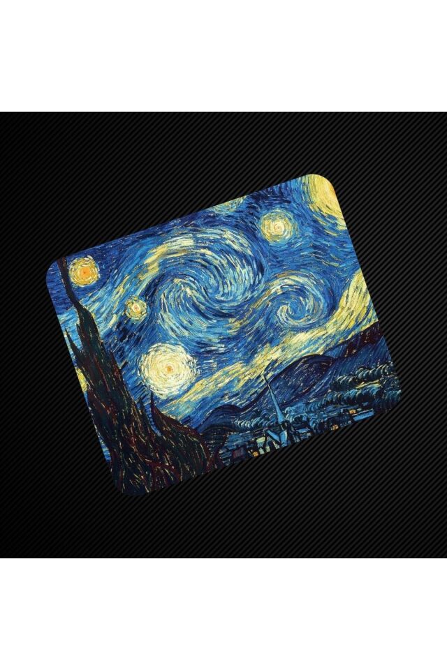Van Gogh Yıldızlı Gece Desenli Kaymaz Bilgisayar Notebook Tasarım Mouse Pad
