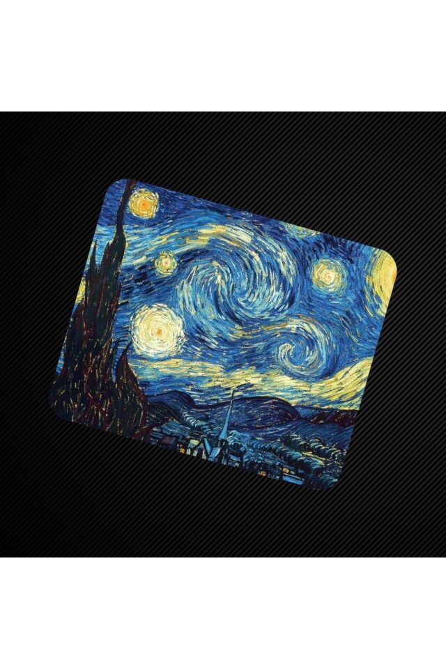 Van Gogh Yıldızlı Gece Desenli Kaymaz Bilgisayar Notebook Tasarım Mouse Pad