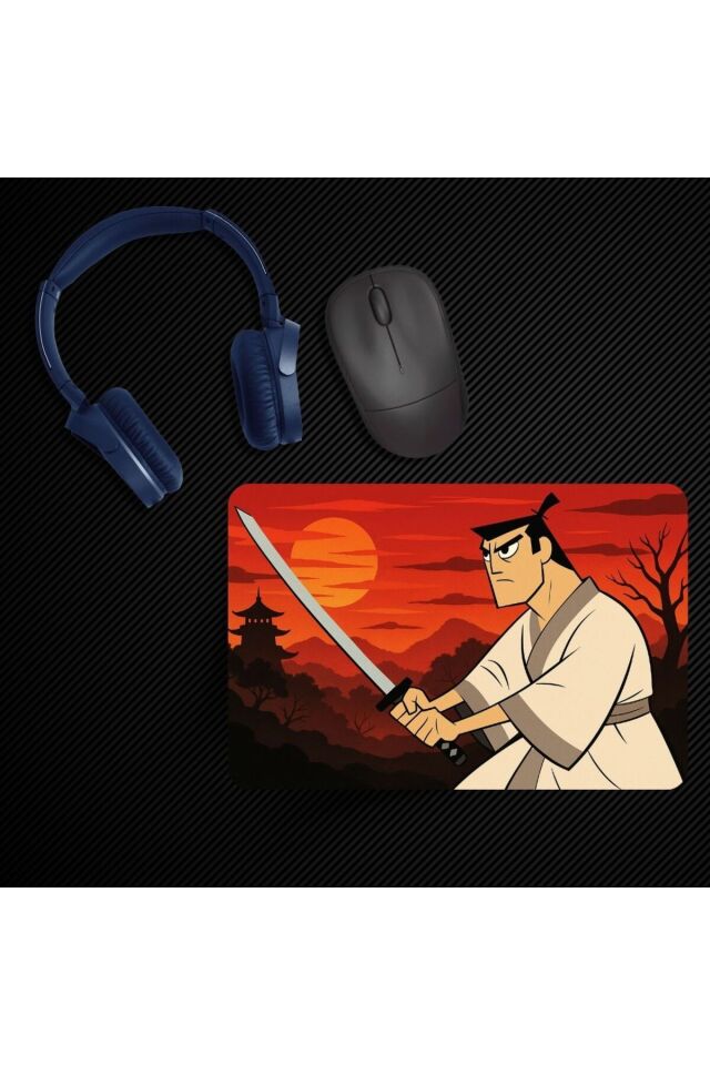 Samurai Jack Desenli Kaymaz Bilgisayar Notebook Tasarım Mouse Pad