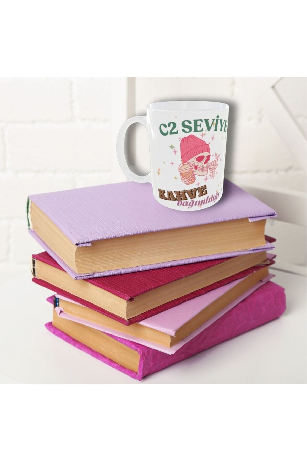 C2 SEVİYE KAHVE BAĞIMLILIĞI YAZILI TASARIM KUPA