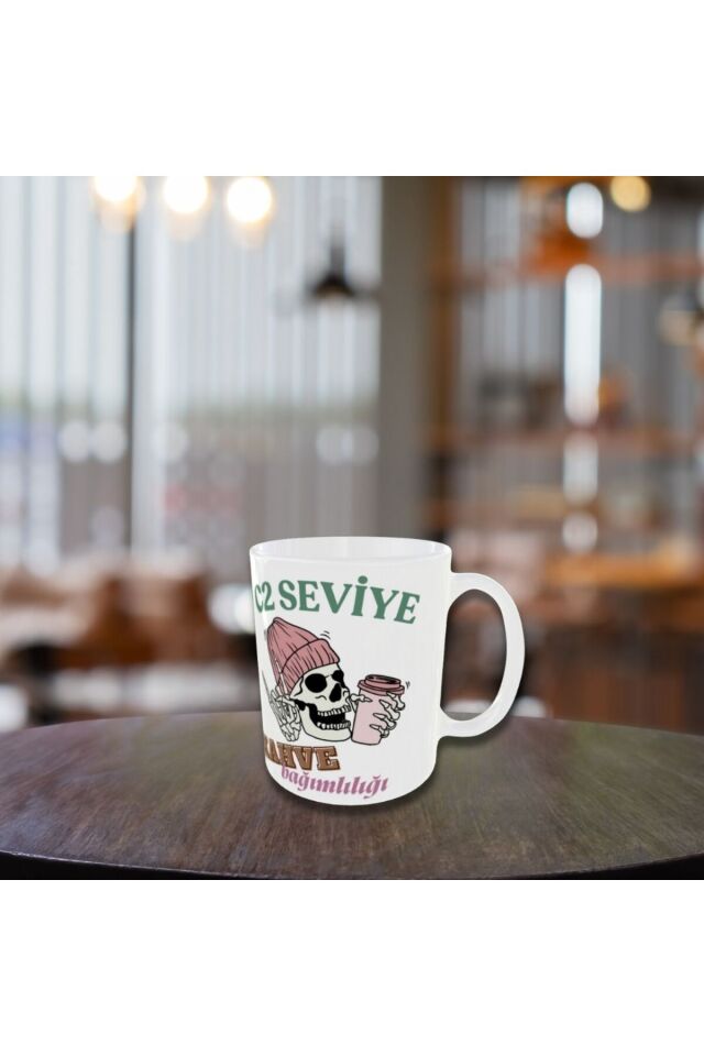 C2 SEVİYE KAHVE BAĞIMLILIĞI YAZILI TASARIM KUPA