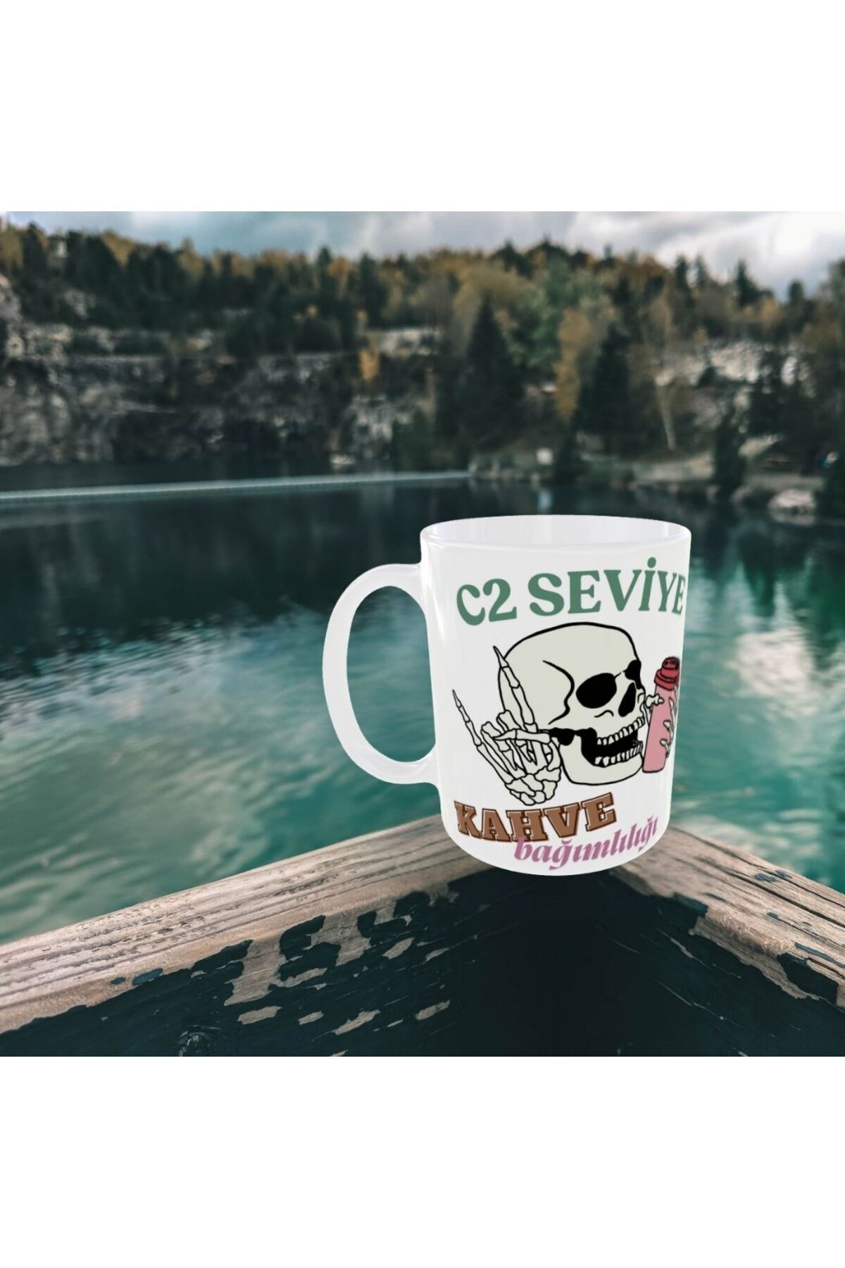 C2 SEVİYE KAHVE BAĞIMLILIĞI YAZILI TASARIM KUPA