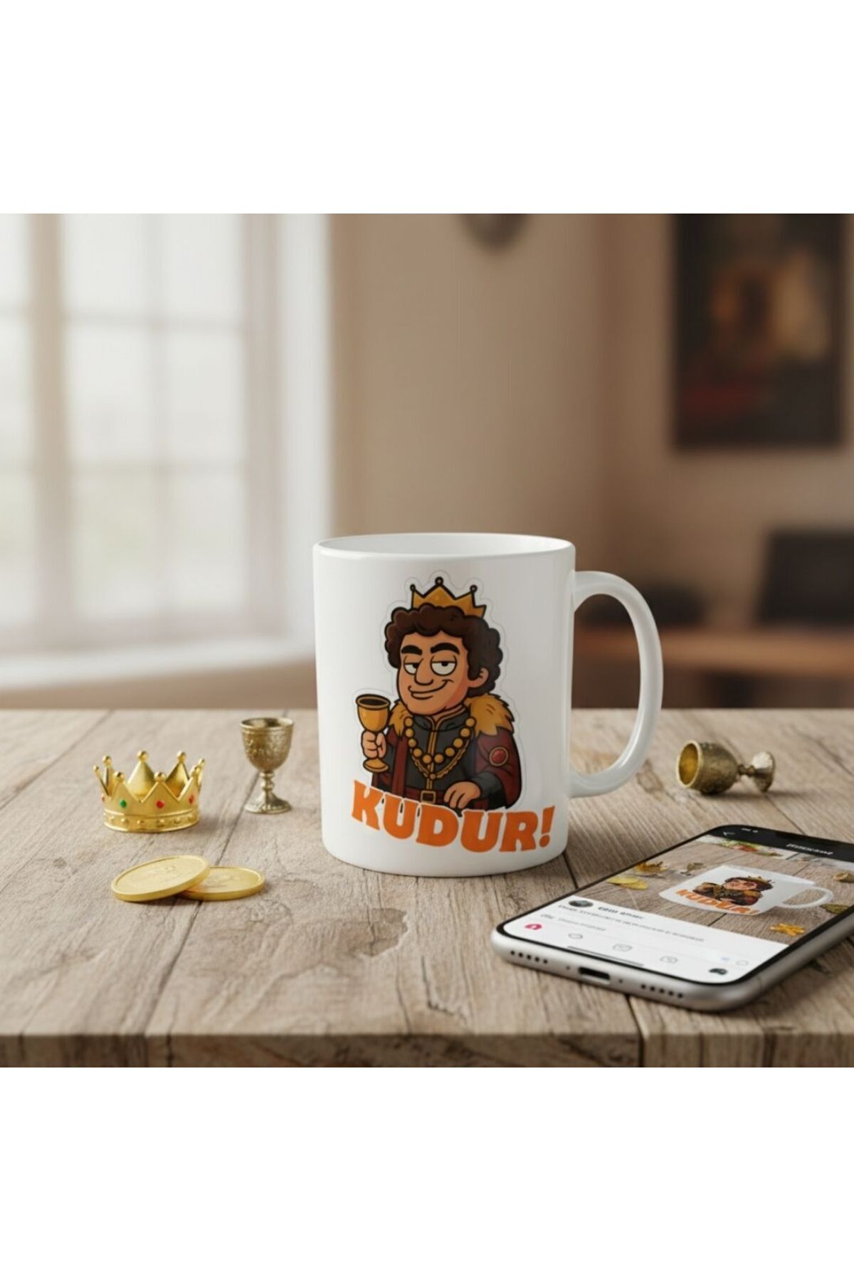 PRENS TEMALI KUDUR YAZILI TASARIM KUPA