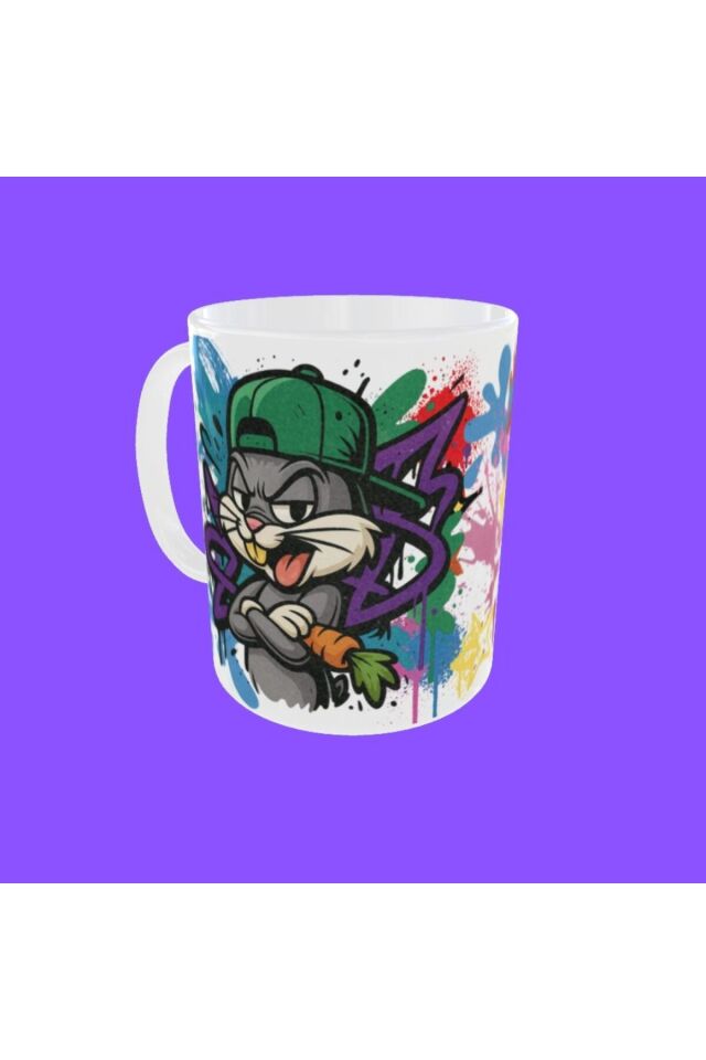 BUGS BUNNY FİFÜRLÜ GRAFFİTİ TEMALI TASARIM KUPA