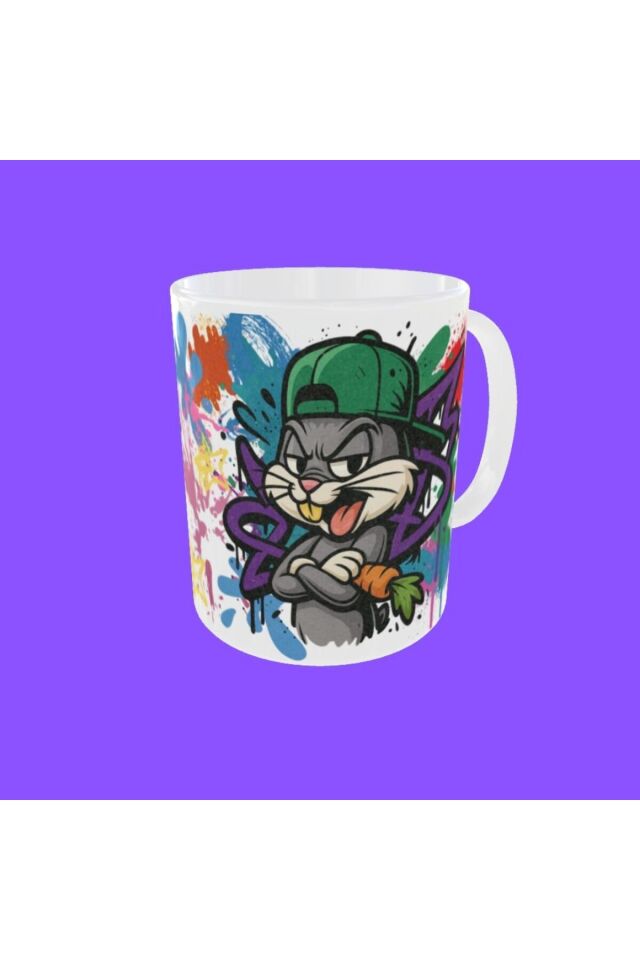 BUGS BUNNY FİFÜRLÜ GRAFFİTİ TEMALI TASARIM KUPA
