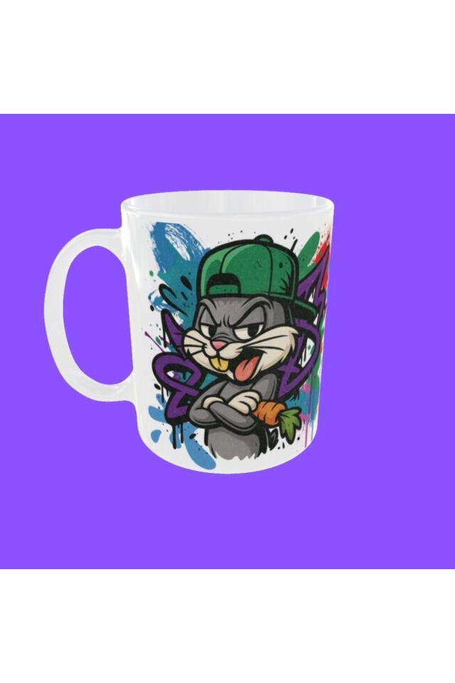 BUGS BUNNY FİFÜRLÜ GRAFFİTİ TEMALI TASARIM KUPA
