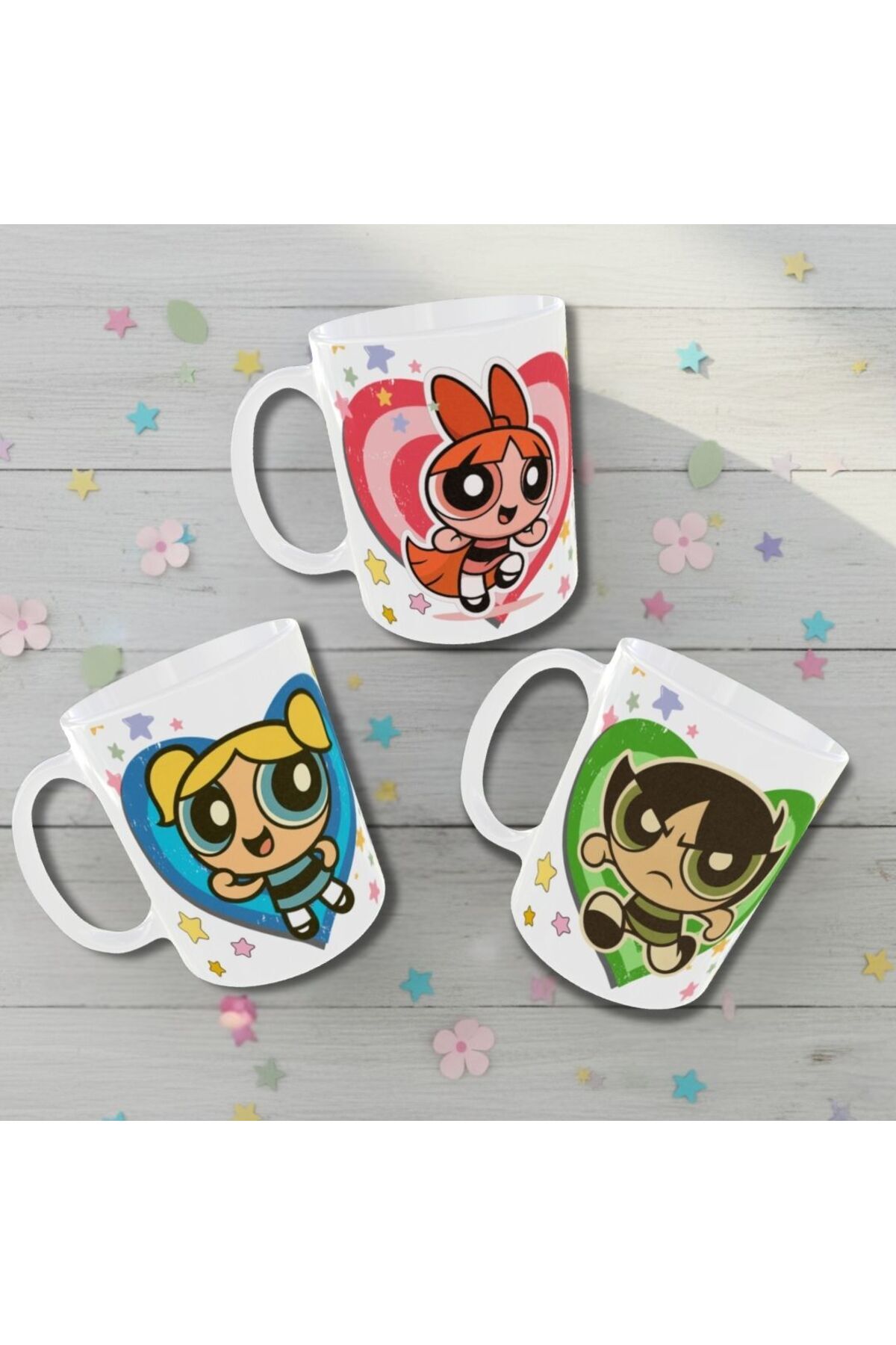 POWERPUFF GIRLS TEMALI 3'LÜ SET TASARIM ARKADAŞ KUPA