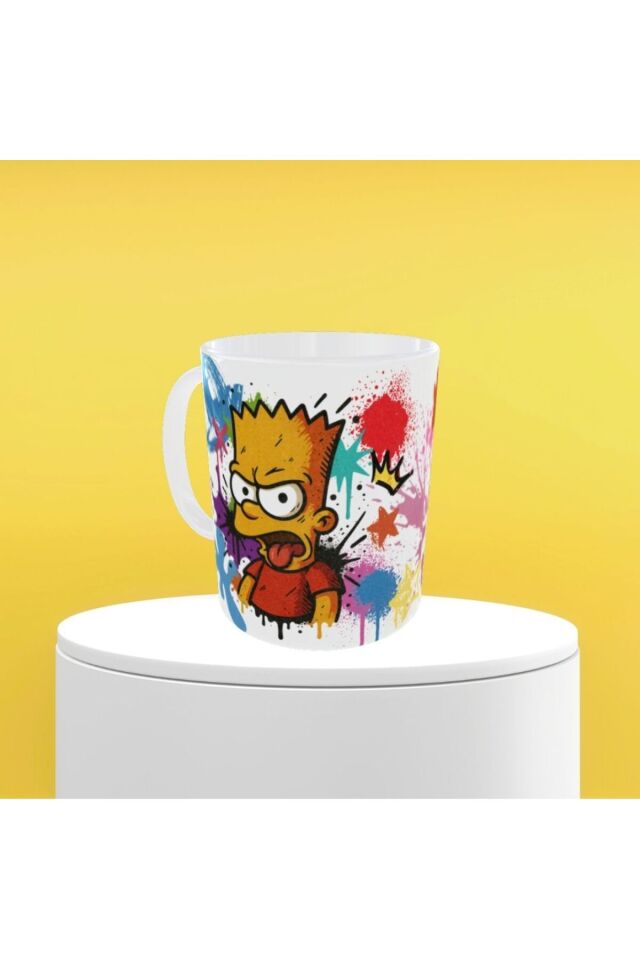 BART SIMPSON FİGÜRLÜ GRAFFİTİ TEMALI TASARIM KUPA