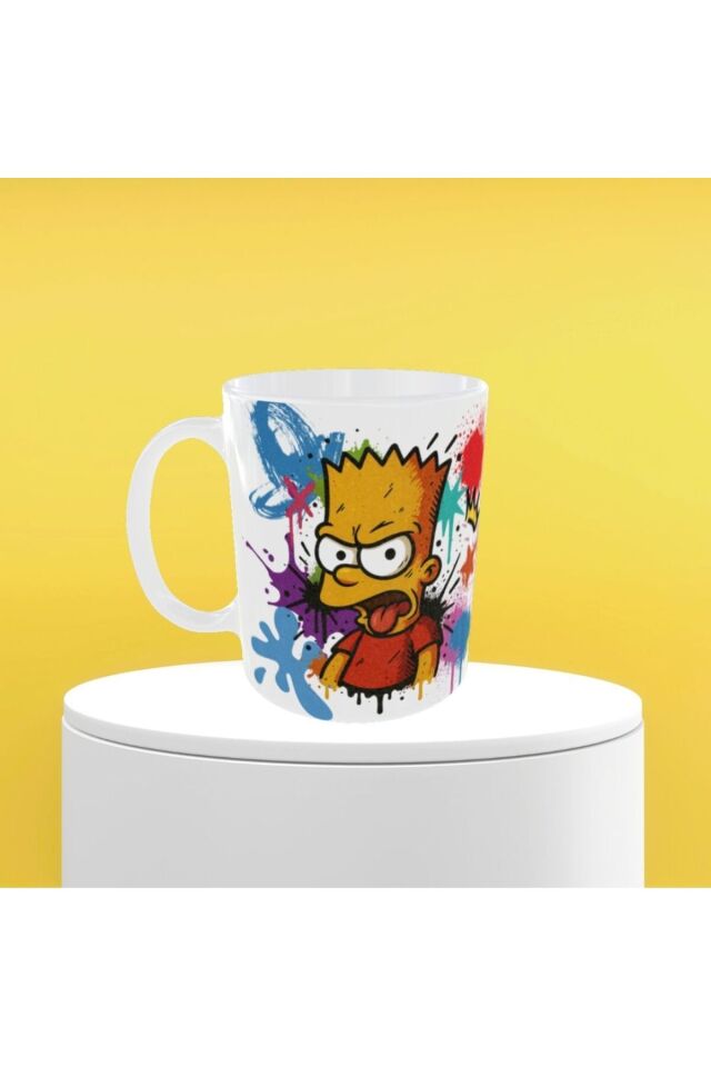 BART SIMPSON FİGÜRLÜ GRAFFİTİ TEMALI TASARIM KUPA