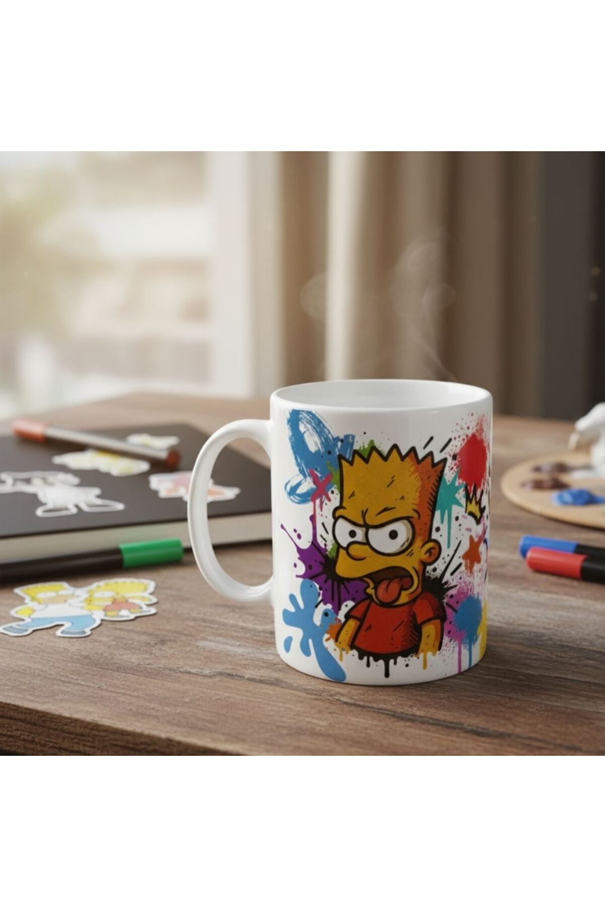 BART SIMPSON FİGÜRLÜ GRAFFİTİ TEMALI TASARIM KUPA