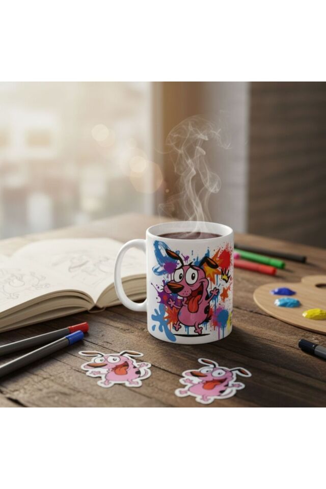 CESUR ''Courage the Cowardly Dog'' FİGÜRLÜ GRAFFİTİ TEMALI TASARIM KUPA