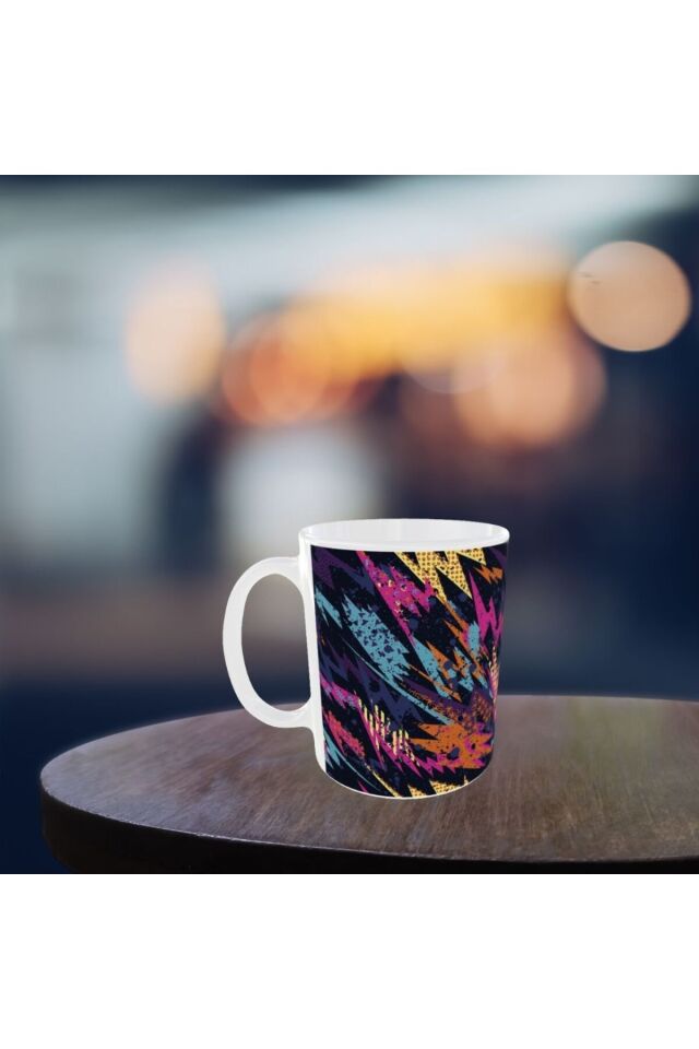 MODERN RENKLİ GEOMETRİK DESENLİ TASARIM KUPA