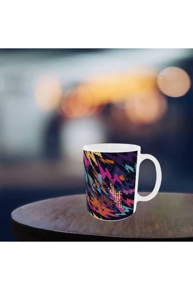 MODERN RENKLİ GEOMETRİK DESENLİ TASARIM KUPA