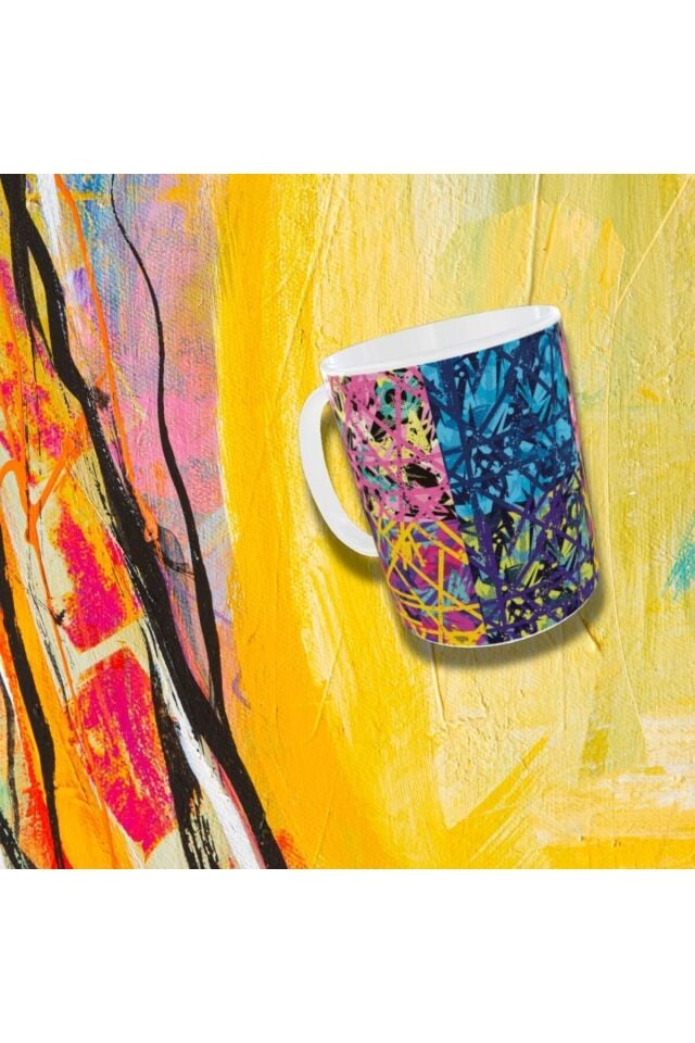 MODERN RENKLİ GEOMETRİK DESENLİ TASARIM KUPA