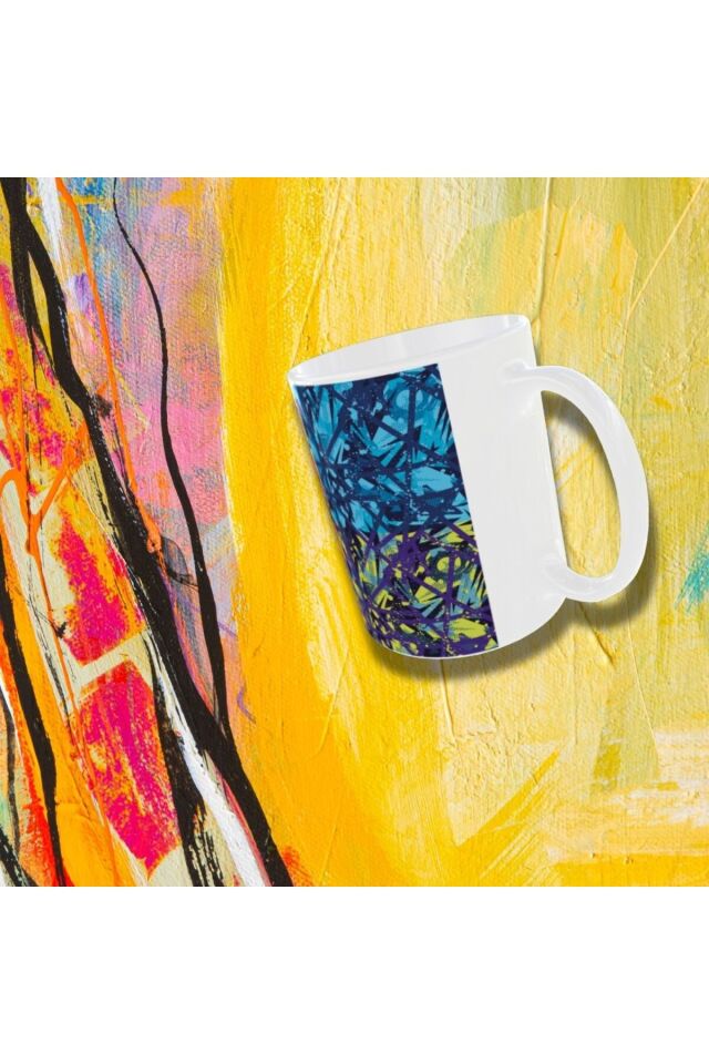 MODERN RENKLİ GEOMETRİK DESENLİ TASARIM KUPA