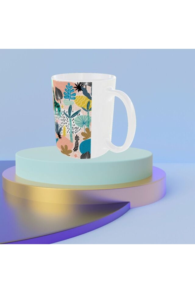 MODERN PASTEL RENKLİ ZÜRAFA DESENLİ TASARIM KUPA