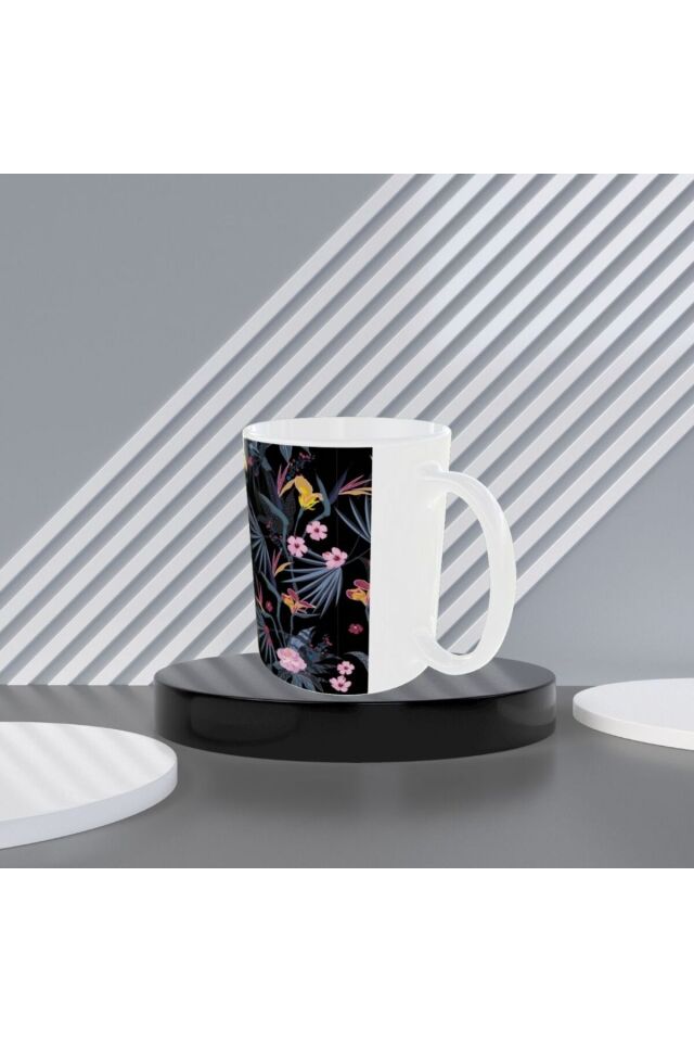 MODERN RENKLİ ÇİÇEK DESENLİ TASARIM KUPA