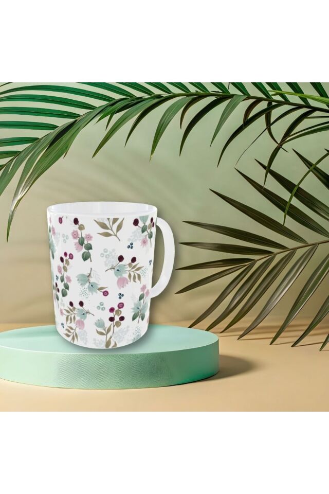 MODERN PASTEL RENKLİ ÇİÇEK DESENLİ TASARIM KUPA