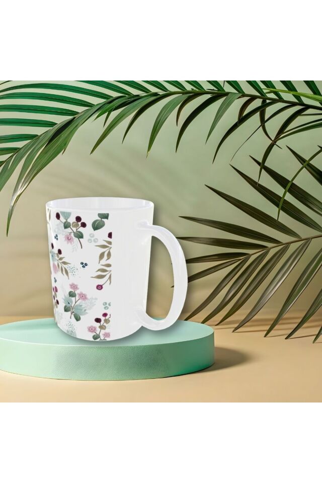 MODERN PASTEL RENKLİ ÇİÇEK DESENLİ TASARIM KUPA