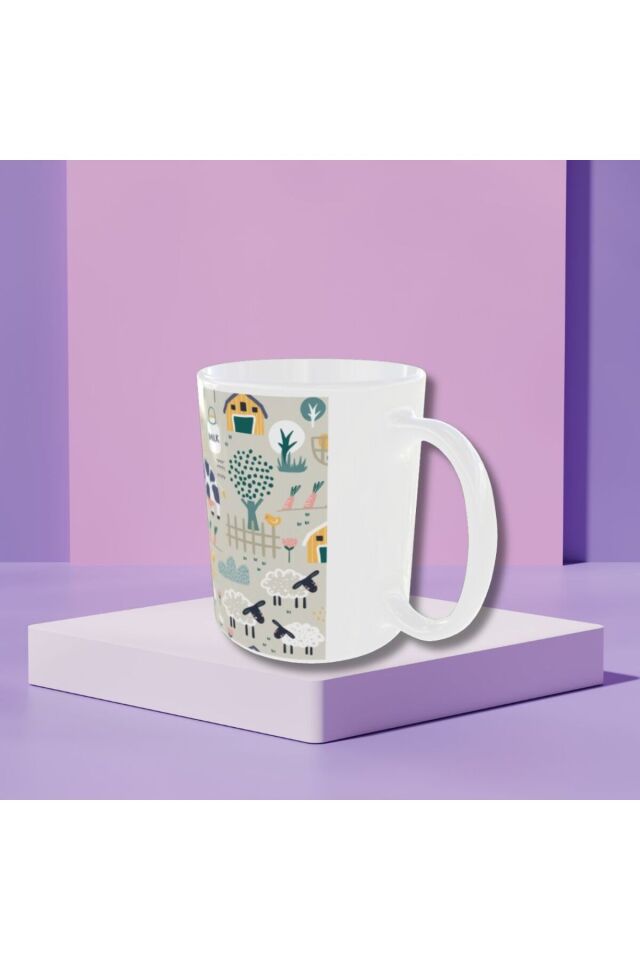 MODEN PASTEL RENKLİ İNEK DESENLİ TASARIM KUPA