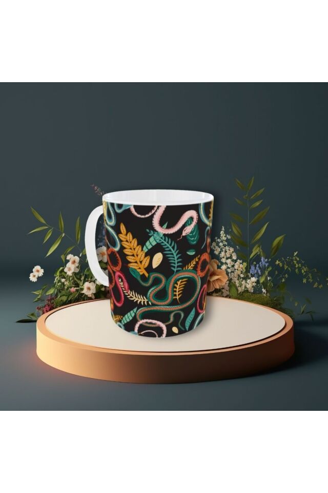 MODERN RENKLİ YILAN DESENLİ TASARIM KUPA