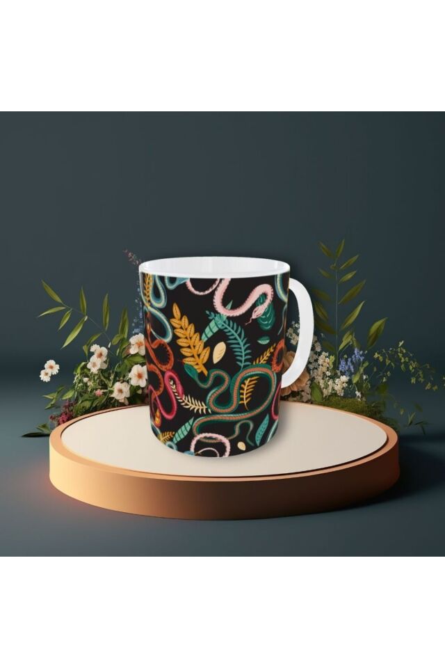 MODERN RENKLİ YILAN DESENLİ TASARIM KUPA