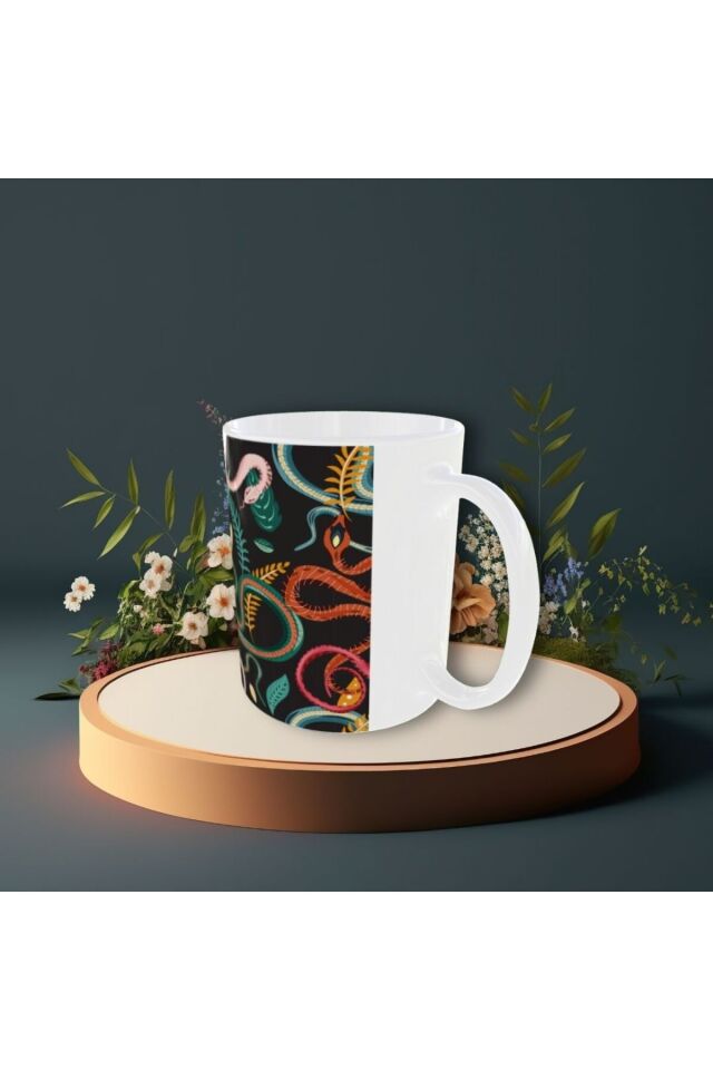 MODERN RENKLİ YILAN DESENLİ TASARIM KUPA