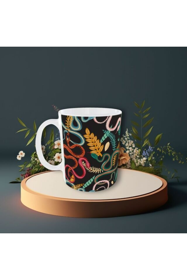 MODERN RENKLİ YILAN DESENLİ TASARIM KUPA