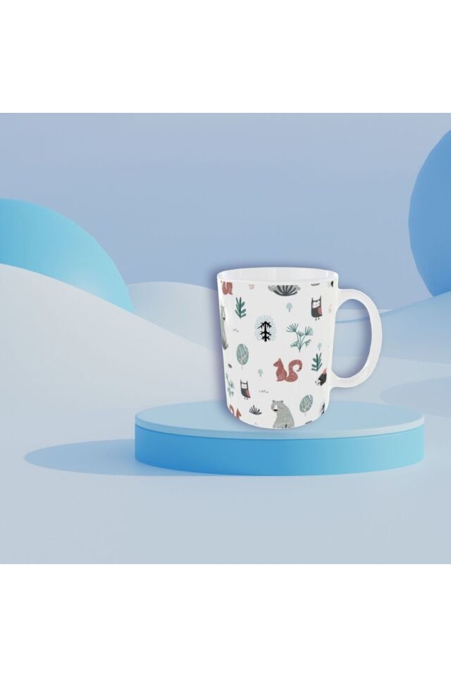 ŞİRİN PASTEL RENKLİ HAYVAN DESENLİ TASARIM KUPA