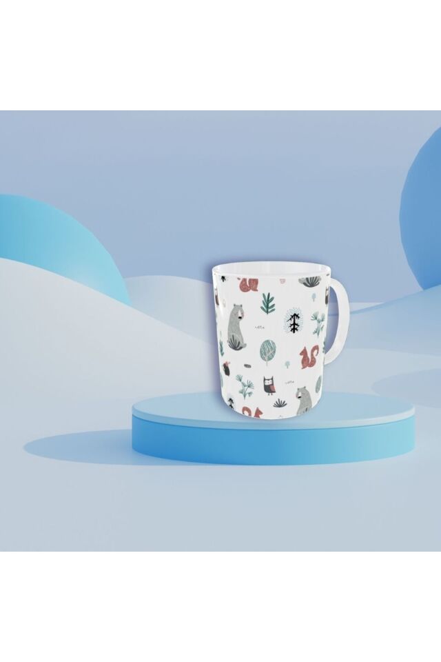 ŞİRİN PASTEL RENKLİ HAYVAN DESENLİ TASARIM KUPA