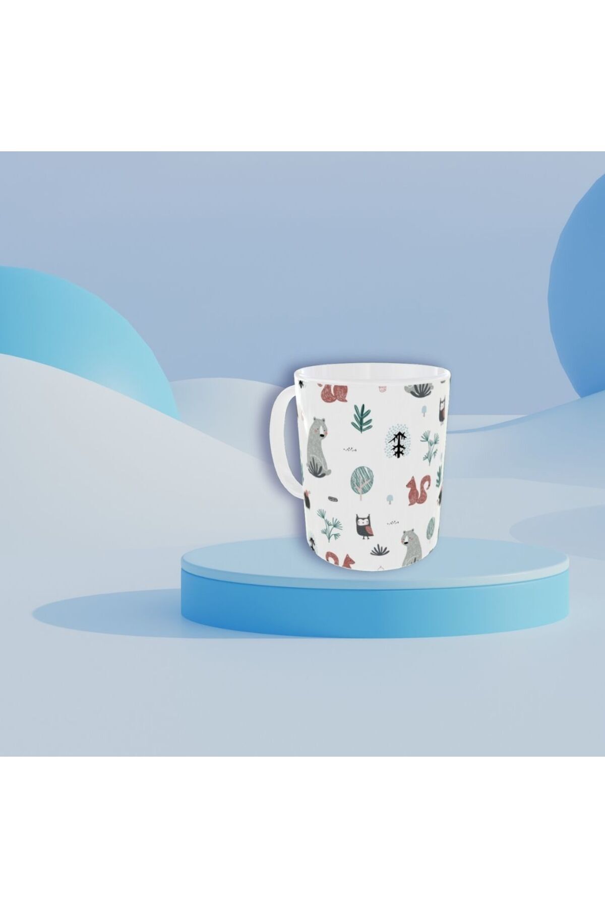 ŞİRİN PASTEL RENKLİ HAYVAN DESENLİ TASARIM KUPA