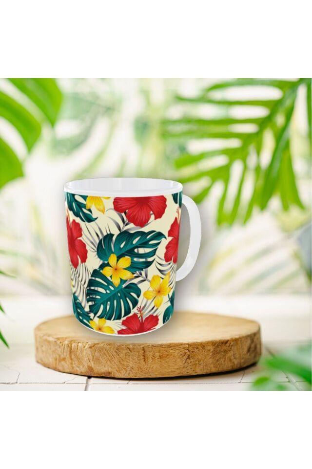 RENKLİ ÇİÇEK DESENLİ TASARIM KUPA