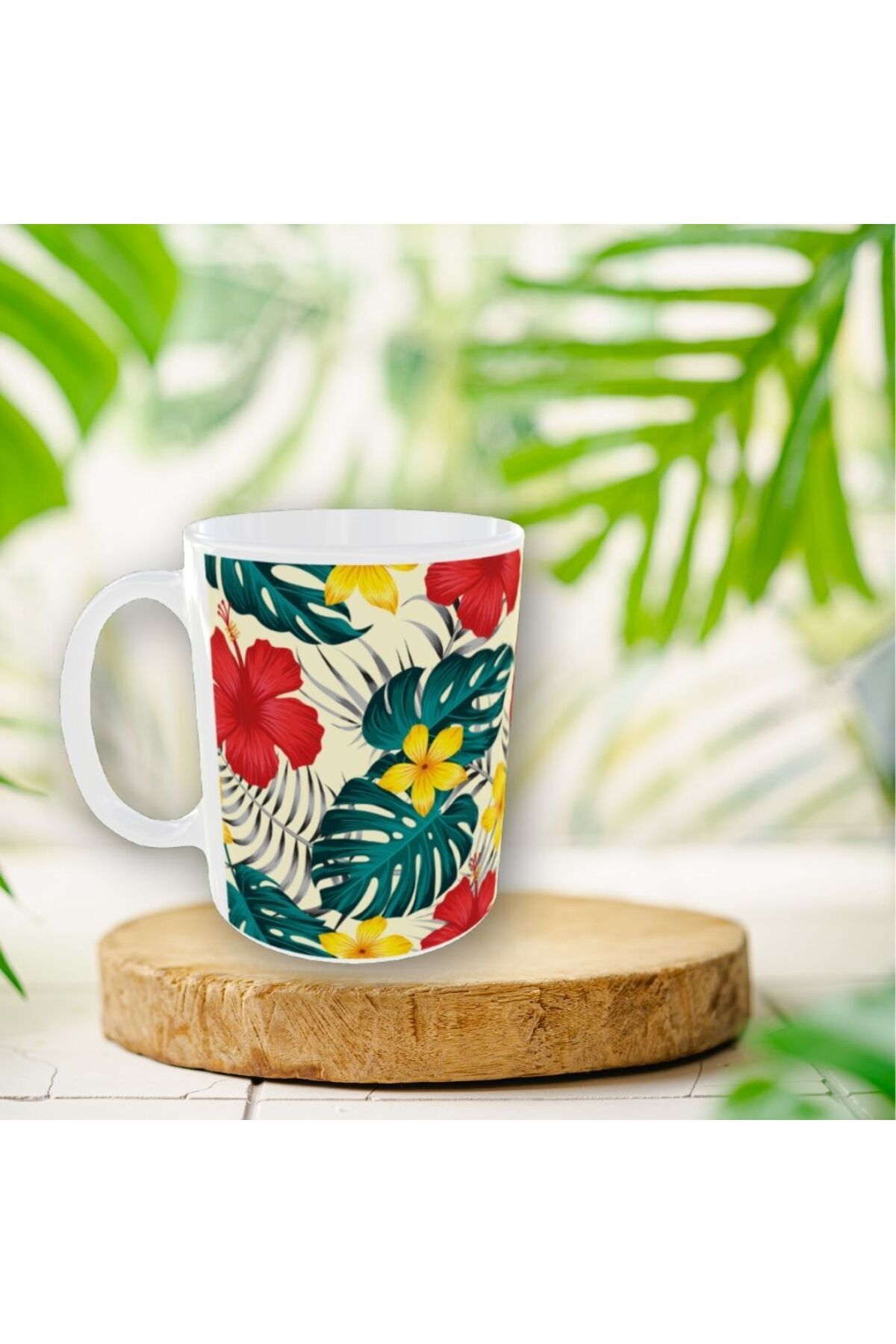 RENKLİ ÇİÇEK DESENLİ TASARIM KUPA