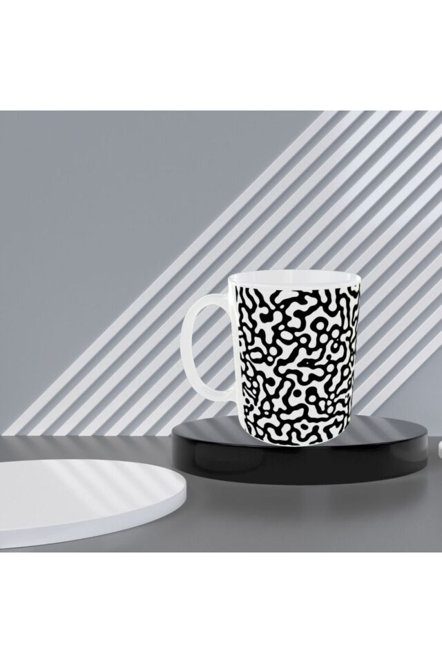 MODERN SİYAH DALGA DESENLİ TASARIM KUPA