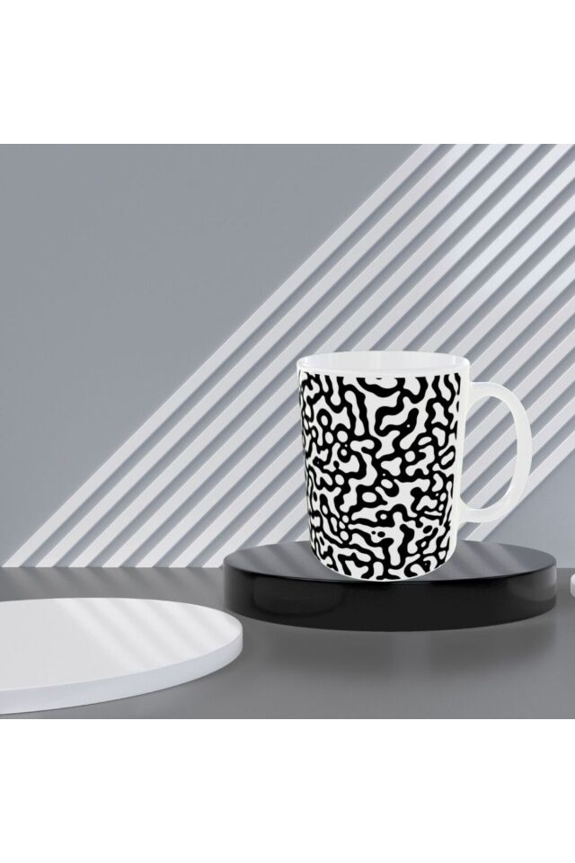 MODERN SİYAH DALGA DESENLİ TASARIM KUPA