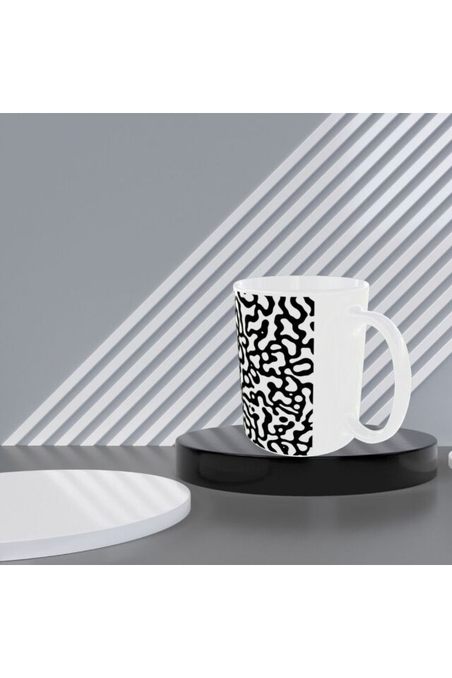 MODERN SİYAH DALGA DESENLİ TASARIM KUPA