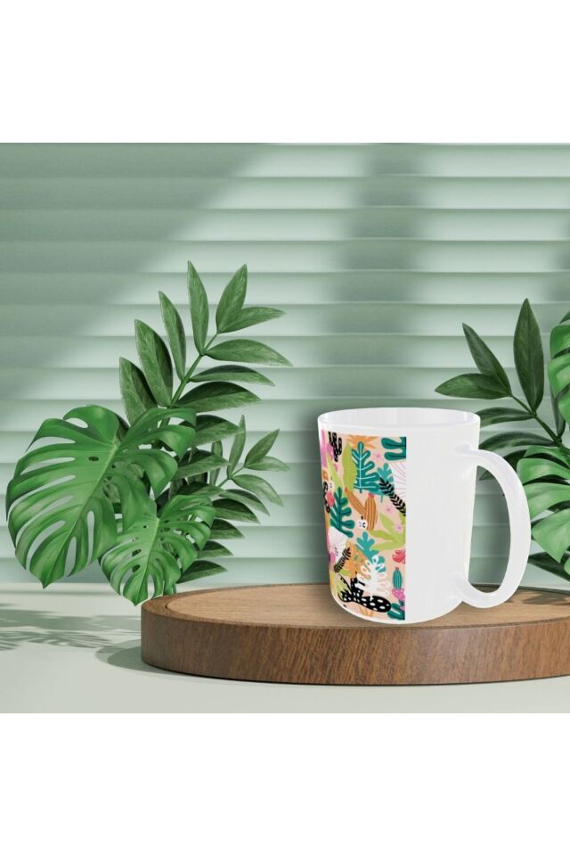 MODERN PASTEL RENKLİ ÇİÇEK DESENLİ TASARIM KUPA