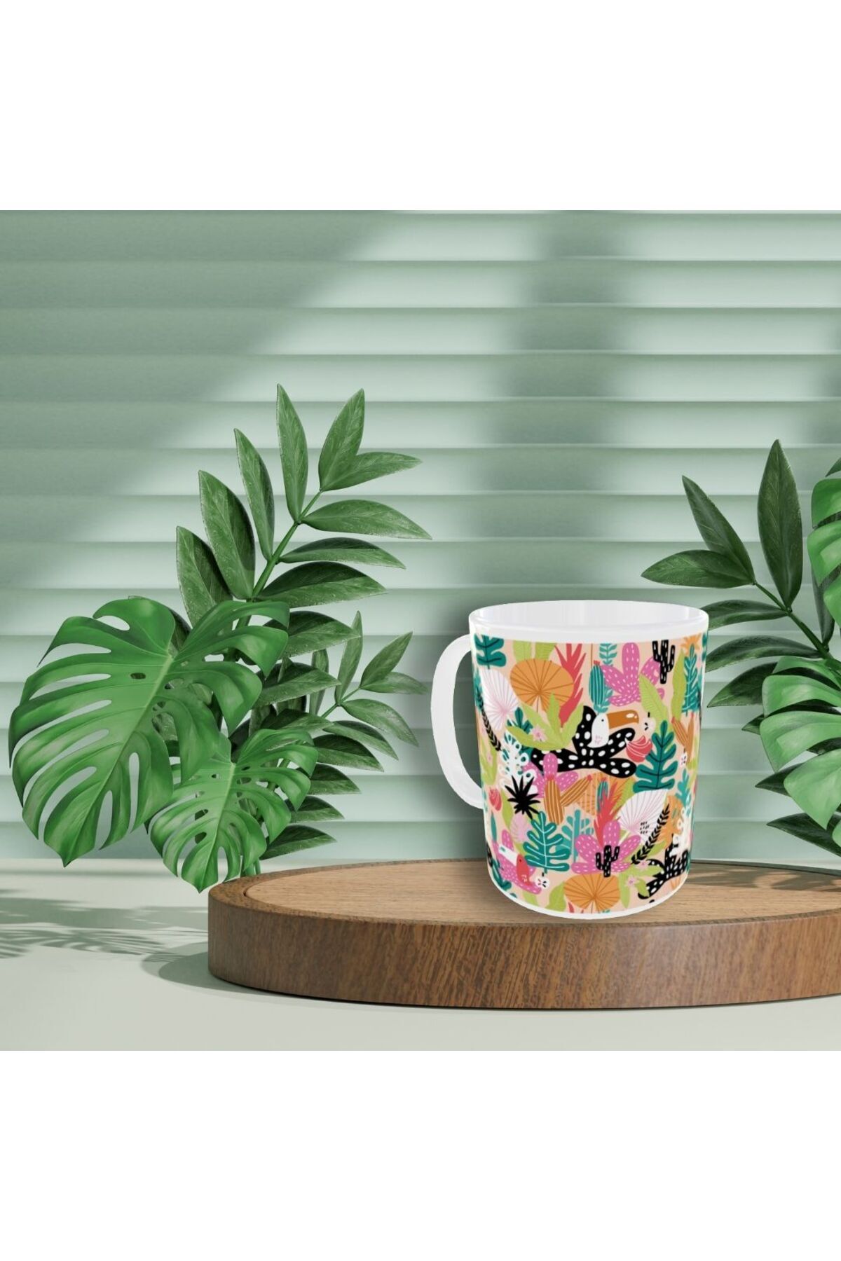 MODERN PASTEL RENKLİ ÇİÇEK DESENLİ TASARIM KUPA