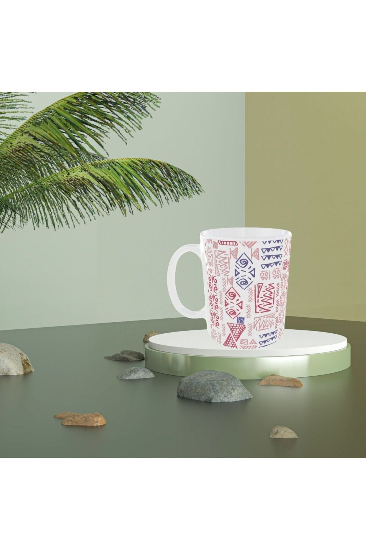 RENKLİ ETNİK DESENLİ TASARIM KUPA