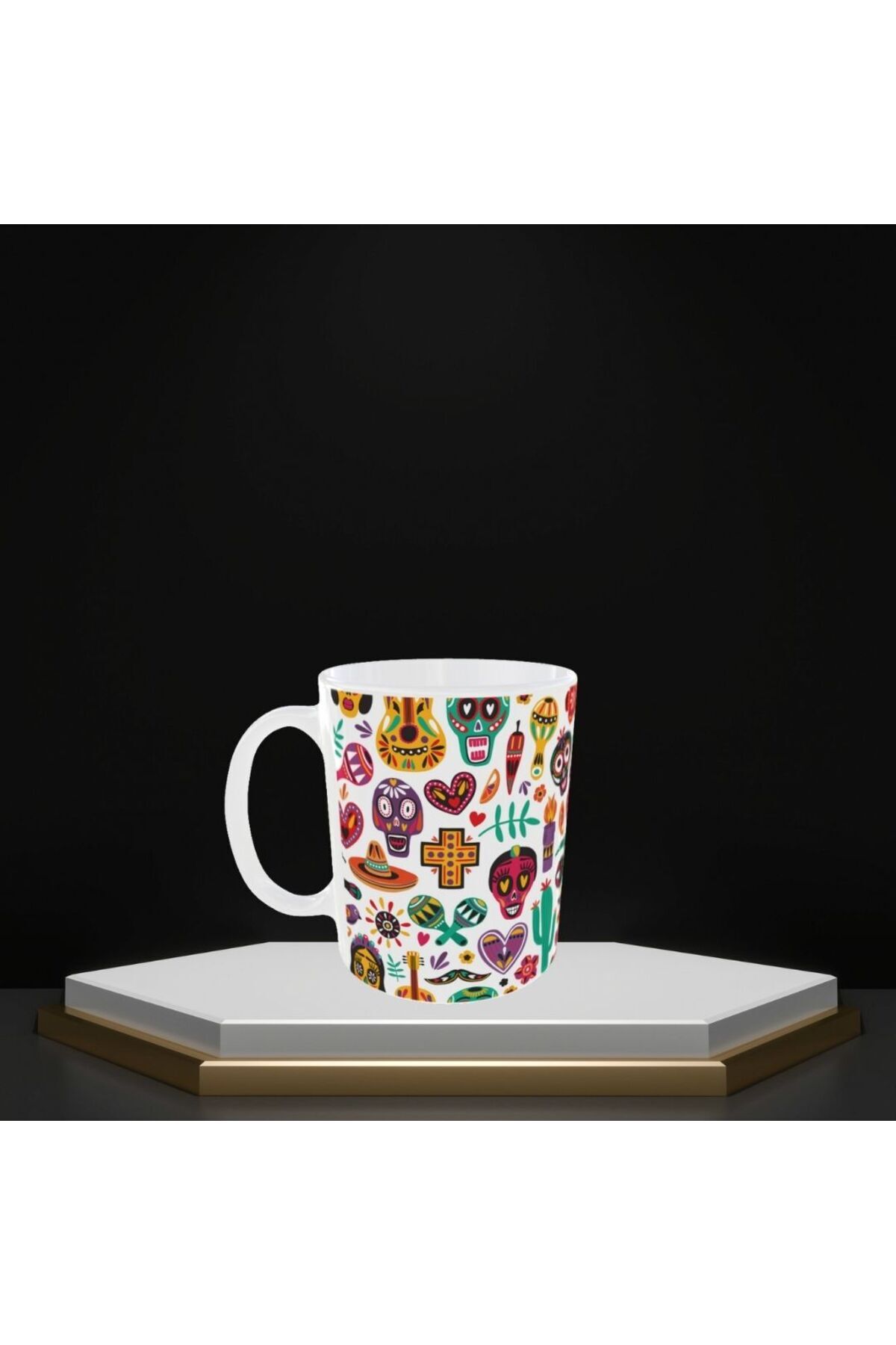 MEXICAN SUGAR SKULL DESENLİ RENKLİ TASARIM KUPA