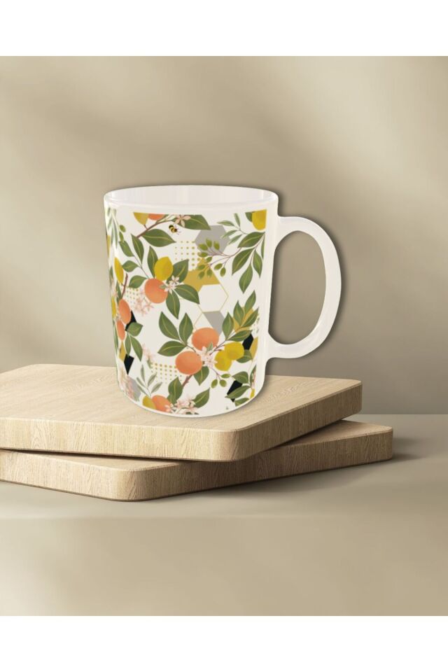 MODERN ŞİRİN ÇİÇEK DESENLİ TASARIM KUPA