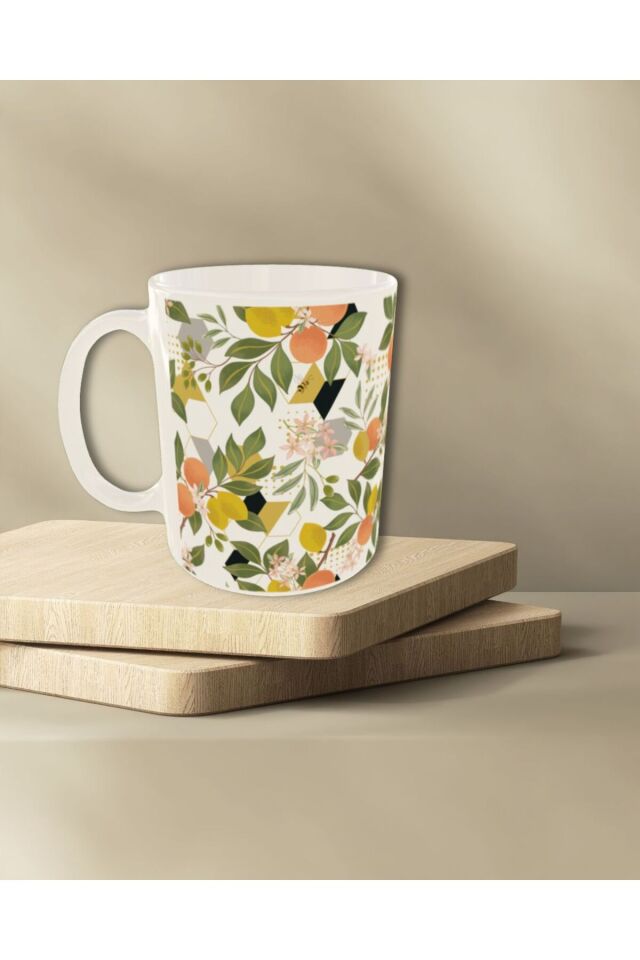 MODERN ŞİRİN ÇİÇEK DESENLİ TASARIM KUPA