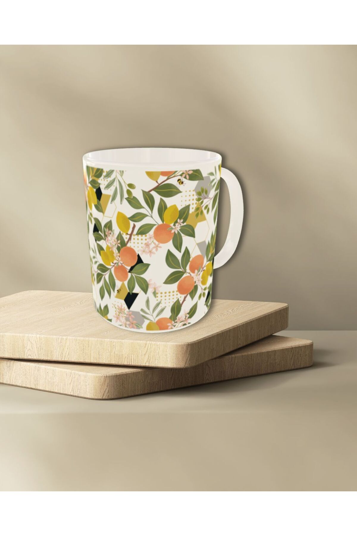 MODERN ŞİRİN ÇİÇEK DESENLİ TASARIM KUPA