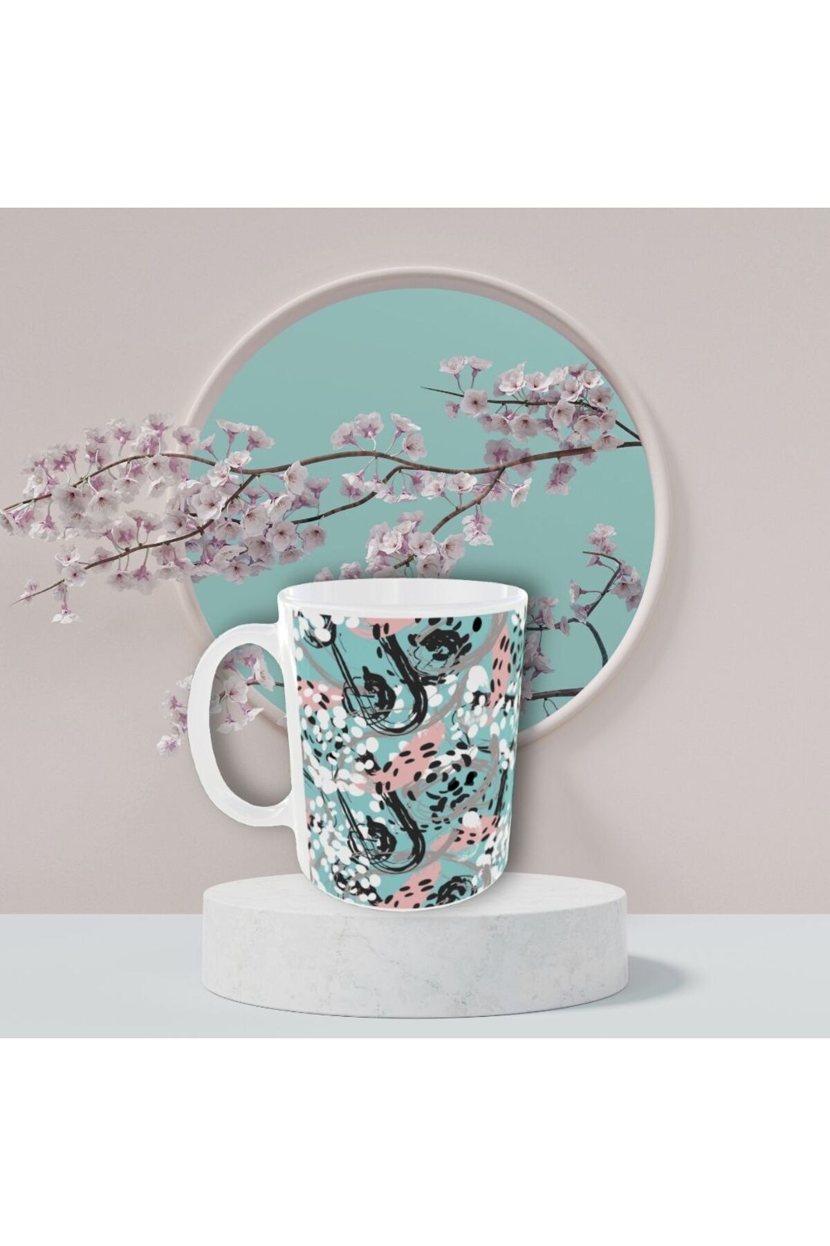 MODERN PASTEL RENKLİ DESENLİ TASARIM KUPA