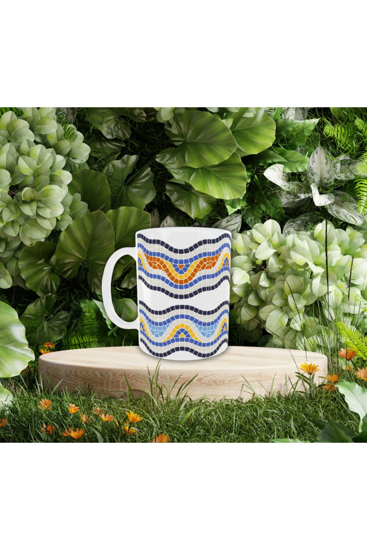 ETNİK DESENLİ RENKLİ TASARIM KUPA