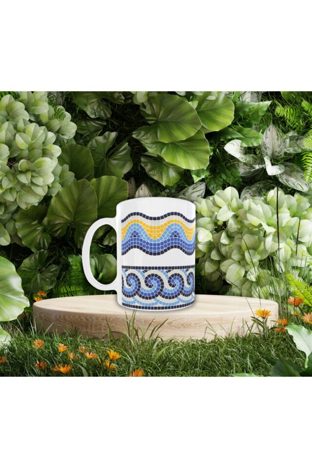 ETNİK MOZAİK DESENLİ TASARIM KUPA