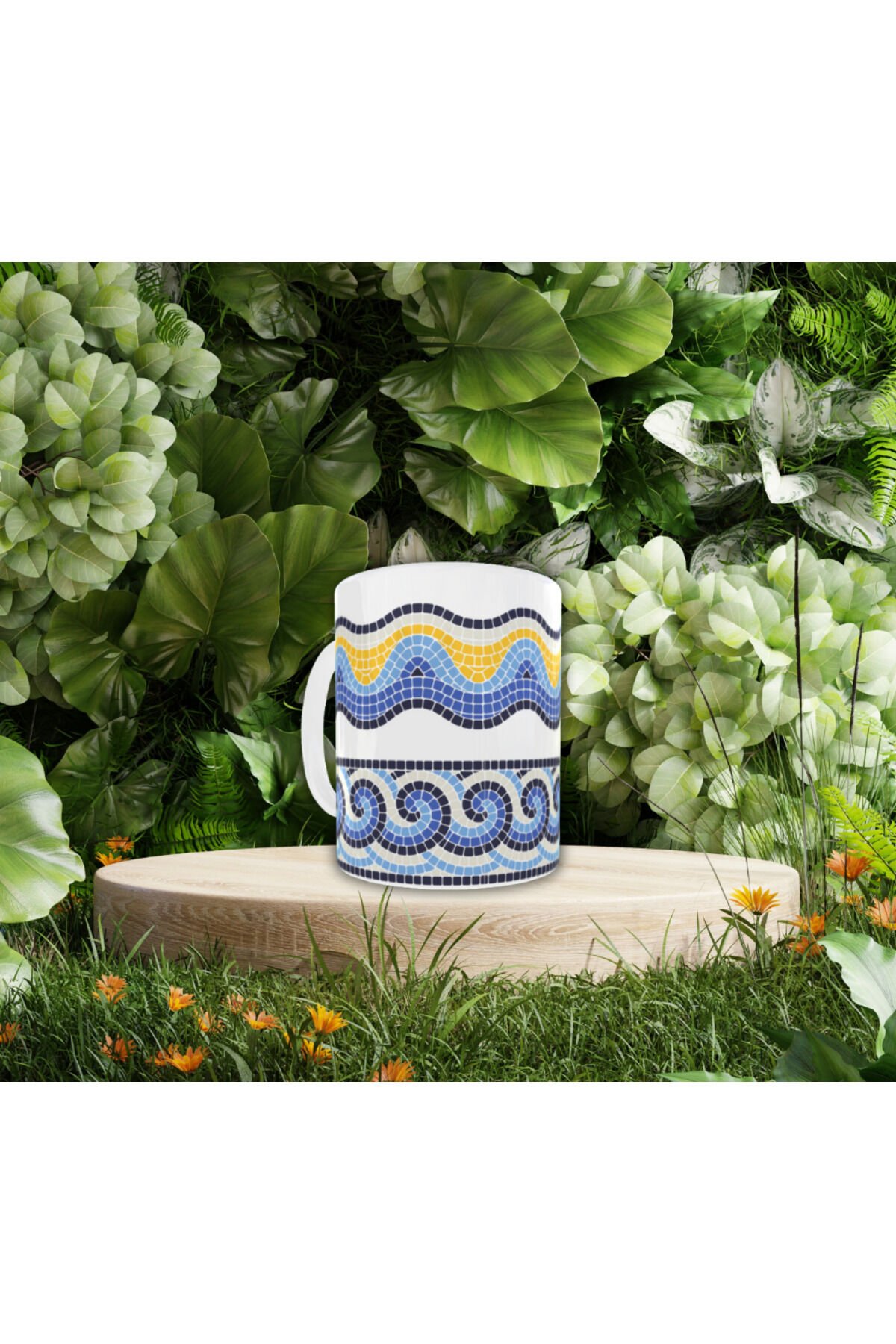 ETNİK MOZAİK DESENLİ TASARIM KUPA