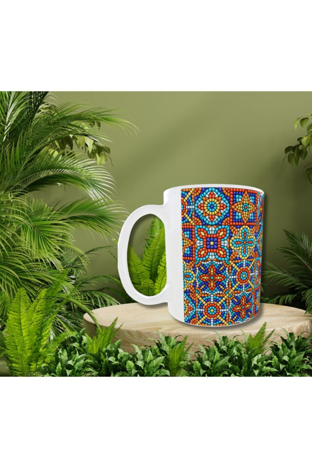 ETNİK VİTRAY DESENLİ TASARIM KUPA