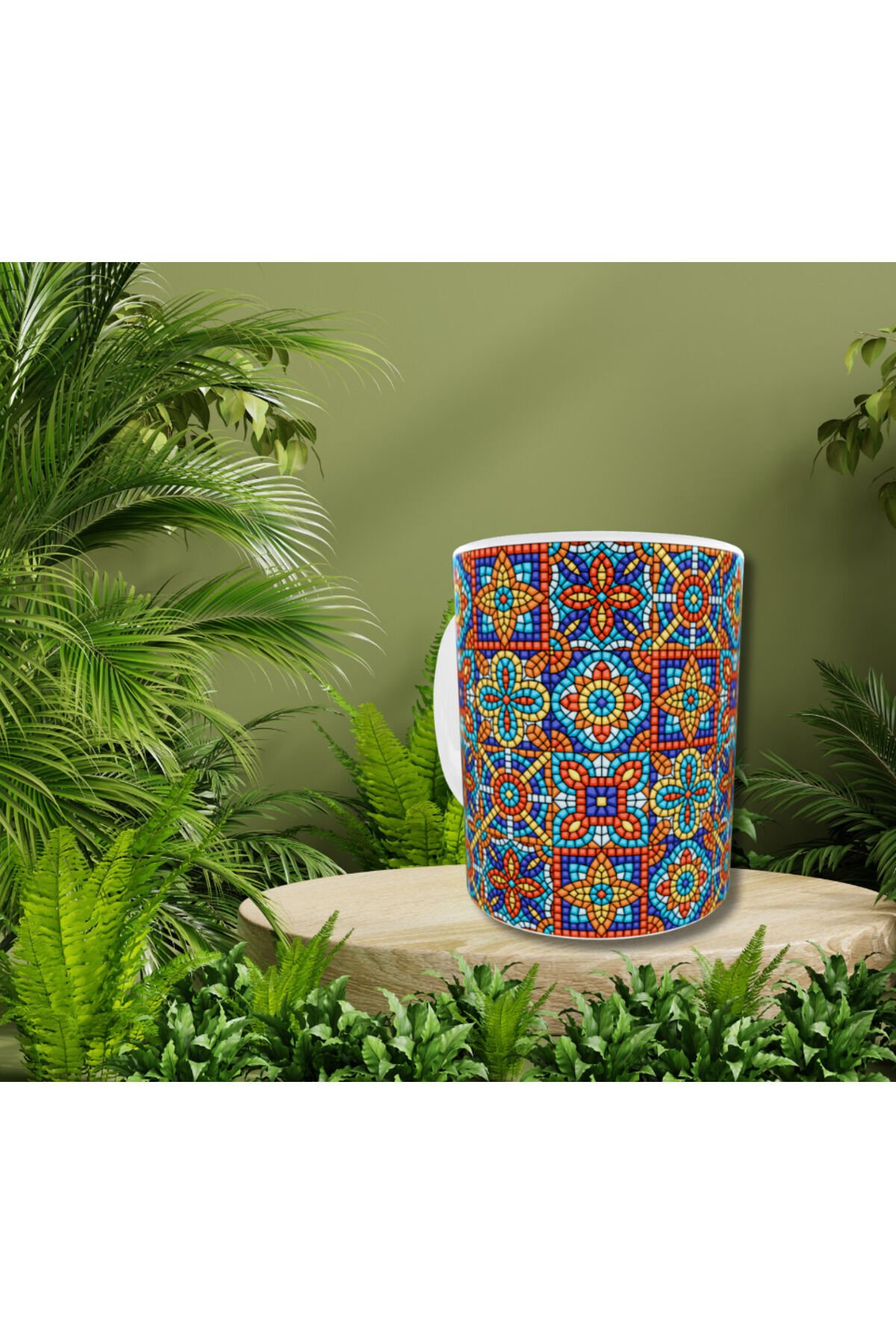 ETNİK VİTRAY DESENLİ TASARIM KUPA