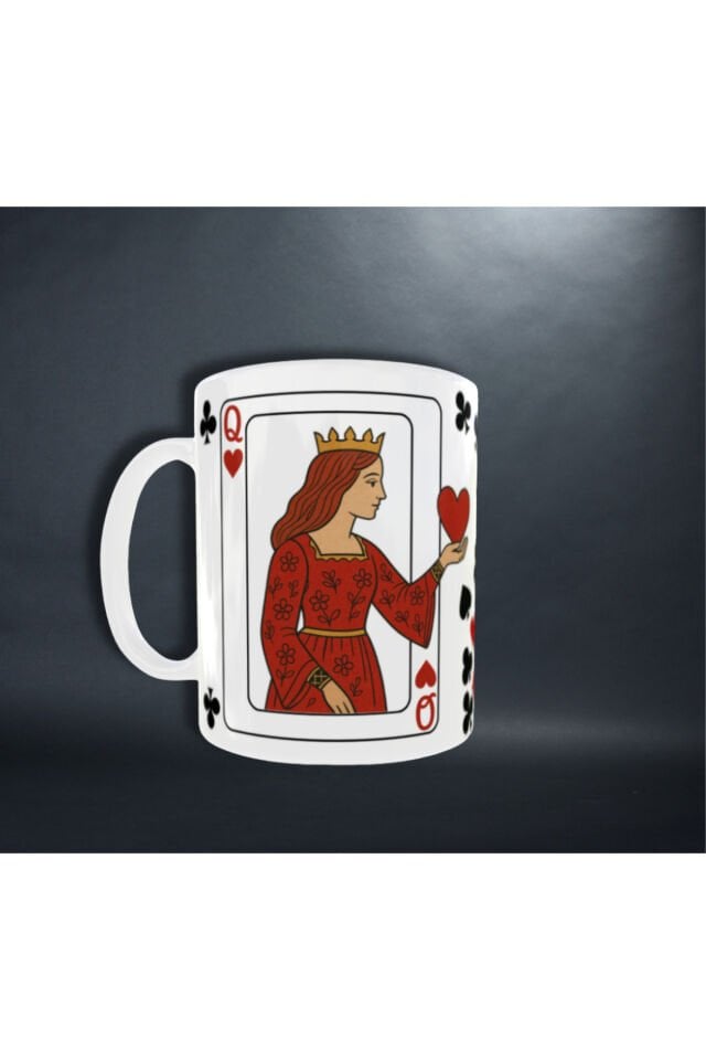 İSKAMBİL TEMALI KUPA KIZI VE SİNEK VALESİ FİGÜRLÜ SEVGİLİLER İÇİN ÇİFT KUPA